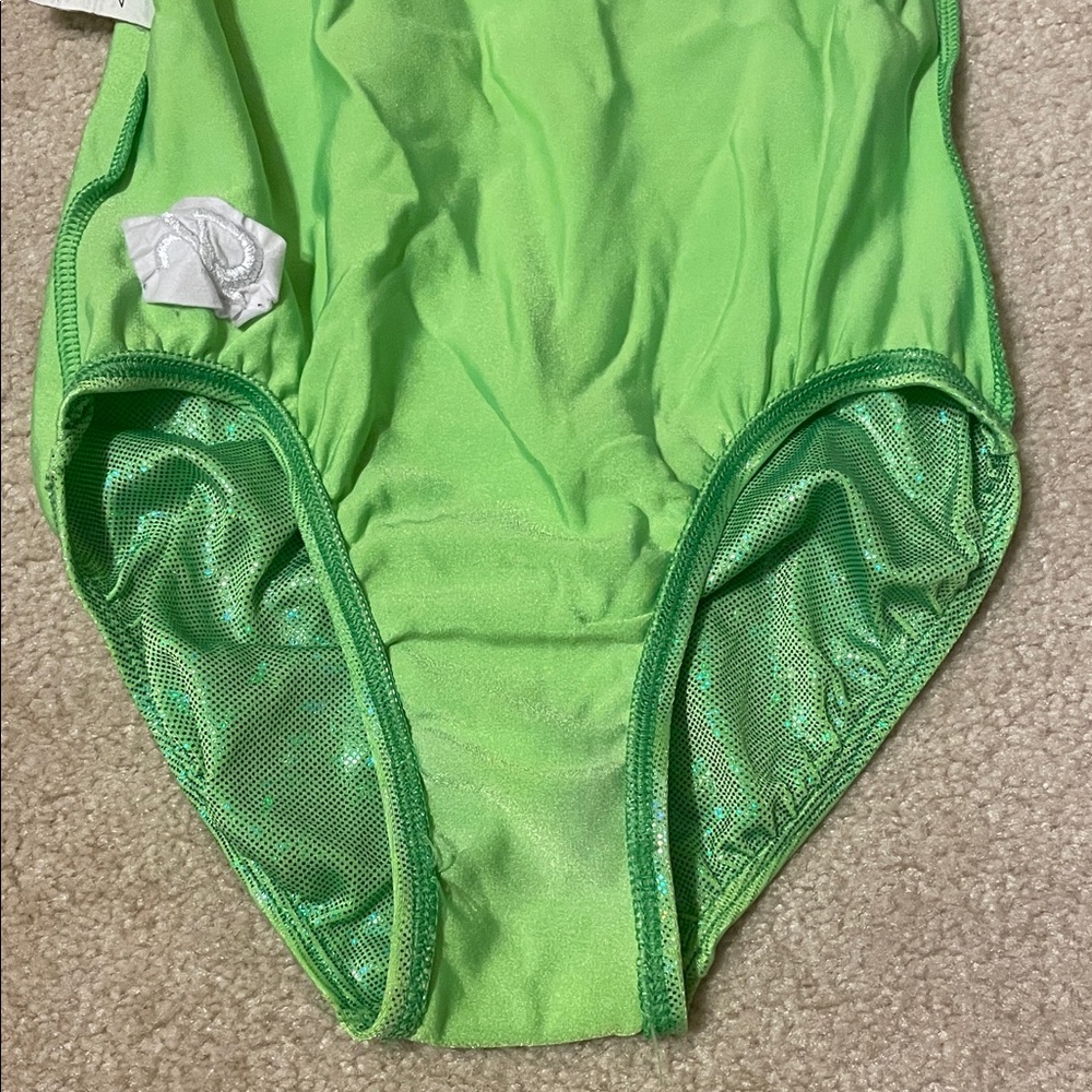 GK NEON GREEN SHIMMERING LEOTARD!Size: adult Medium! - Picture 12 of 14